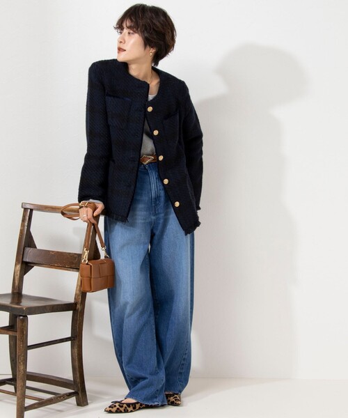 NOLLEY’S（ノーリーズ）の「◇【WEB限定】【john branigan/ジョン ブラニガン】ノーカラージャケット（ノーカラージャケット・レディース・ブルー系その他7/ブラック系その他3・FREE）」の4枚目の写真