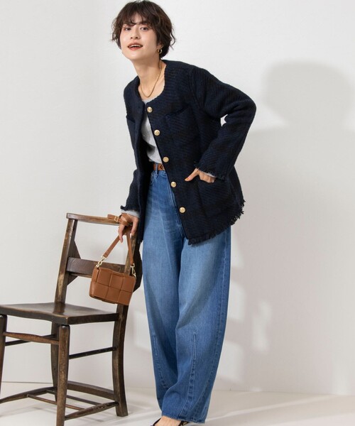 NOLLEY’S（ノーリーズ）の「◇【WEB限定】【john branigan/ジョン ブラニガン】ノーカラージャケット（ノーカラージャケット・レディース・ブルー系その他7/ブラック系その他3・FREE）」の6枚目の写真