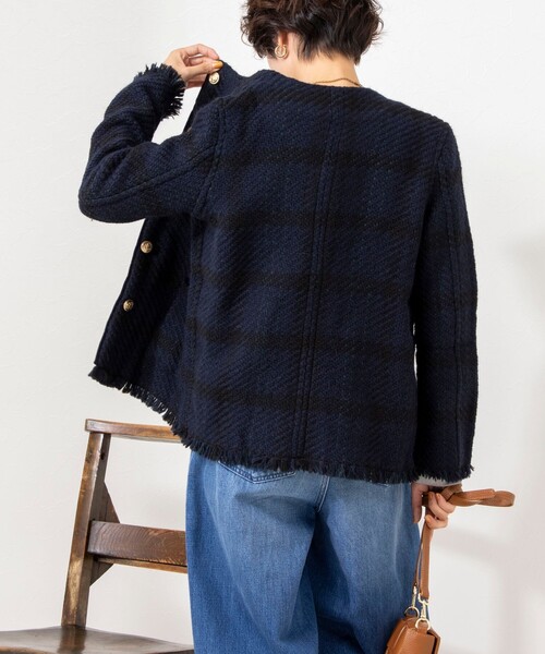 NOLLEY’S（ノーリーズ）の「◇【WEB限定】【john branigan/ジョン ブラニガン】ノーカラージャケット（ノーカラージャケット・レディース・ブルー系その他7/ブラック系その他3・FREE）」の7枚目の写真