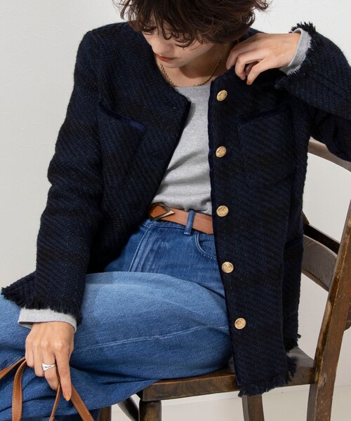 NOLLEY’S（ノーリーズ）の「◇【WEB限定】【john branigan/ジョン ブラニガン】ノーカラージャケット（ノーカラージャケット・レディース・ブルー系その他7/ブラック系その他3・FREE）」の11枚目の写真