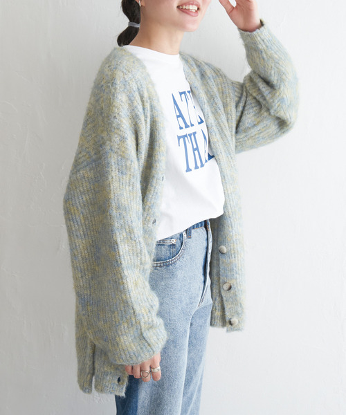 VENCEEXCHANGE(ヴァンスエクスチェンジ)の「ミックスVネック2WAYニットカーディガン(カーディガン/ボレロ・レディース・ブラウン/ブラック/ホワイト/グリーン・FREE)」の2枚目の写真