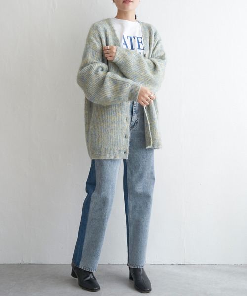 VENCEEXCHANGE(ヴァンスエクスチェンジ)の「ミックスVネック2WAYニットカーディガン(カーディガン/ボレロ・レディース・ブラウン/ブラック/ホワイト/グリーン・FREE)」の8枚目の写真