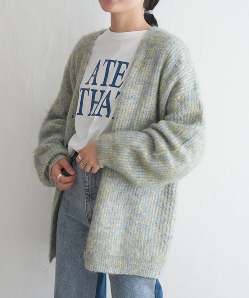 VENCEEXCHANGE(ヴァンスエクスチェンジ)の「ミックスVネック2WAYニットカーディガン(カーディガン/ボレロ・レディース・ブラウン/ブラック/ホワイト/グリーン・FREE)」の7枚目の写真