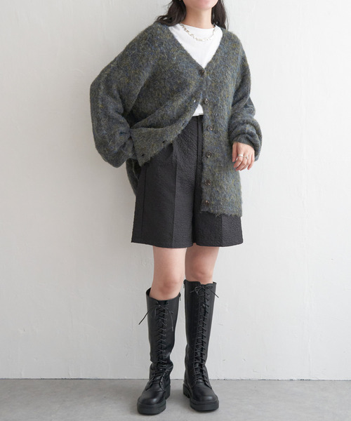 VENCEEXCHANGE(ヴァンスエクスチェンジ)の「ミックスVネック2WAYニットカーディガン(カーディガン/ボレロ・レディース・ブラウン/ブラック/ホワイト/グリーン・FREE)」の14枚目の写真