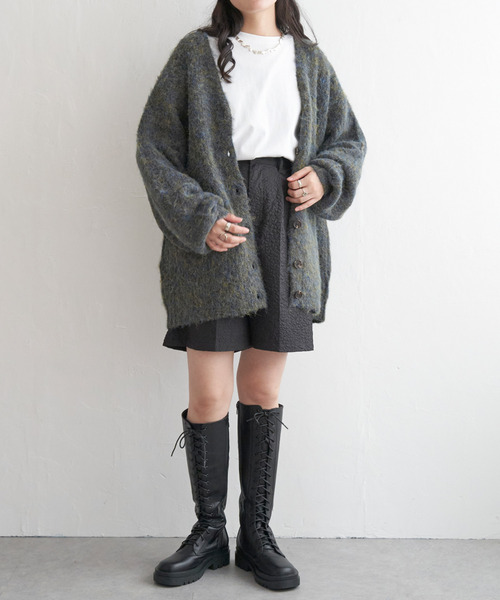 VENCEEXCHANGE(ヴァンスエクスチェンジ)の「ミックスVネック2WAYニットカーディガン(カーディガン/ボレロ・レディース・ブラウン/ブラック/ホワイト/グリーン・FREE)」の15枚目の写真