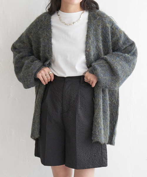 VENCEEXCHANGE(ヴァンスエクスチェンジ)の「ミックスVネック2WAYニットカーディガン(カーディガン/ボレロ・レディース・ブラウン/ブラック/ホワイト/グリーン・FREE)」の11枚目の写真