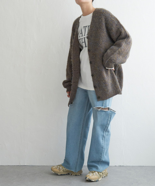 VENCEEXCHANGE(ヴァンスエクスチェンジ)の「ミックスVネック2WAYニットカーディガン(カーディガン/ボレロ・レディース・ブラウン/ブラック/ホワイト/グリーン・FREE)」の21枚目の写真