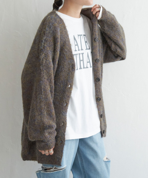 VENCEEXCHANGE(ヴァンスエクスチェンジ)の「ミックスVネック2WAYニットカーディガン(カーディガン/ボレロ・レディース・ブラウン/ブラック/ホワイト/グリーン・FREE)」の18枚目の写真