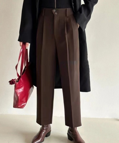 SETUP7（セットアップセブン）の「【SETUP7】ダブルタックテーパードパンツ KNF037（その他パンツ・レディース・グレー/ブラック/ブラウン・M/S）」の3枚目の写真