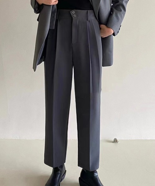 SETUP7（セットアップセブン）の「【SETUP7】ダブルタックテーパードパンツ KNF037（その他パンツ・レディース・グレー/ブラック/ブラウン・M/S）」の2枚目の写真