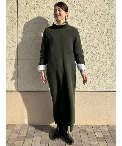 ▼5.2万✨美品✨ドゥ―ズィーエムクラス カシミヤタッチ リブタートルワンピース CashSoft カシミヤタッチ タートルネック ミディ セーターワンピース