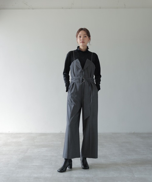 HERENCIA(ヘレンチア)の「ベルト付 ジャケットラペル サロペット(サロペット/オーバーオール・レディース・ベージュ系/グレー系その他/ブラック/ブラック系その他・FREE)」の11枚目の写真