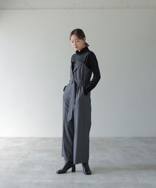HERENCIA(ヘレンチア)の「ベルト付 ジャケットラペル サロペット(サロペット/オーバーオール・レディース・ベージュ系/グレー系その他/ブラック/ブラック系その他・FREE)」の13枚目の写真