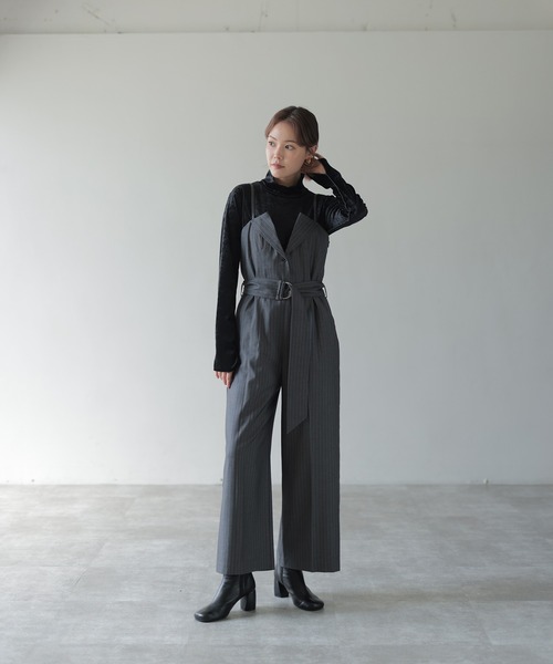 HERENCIA(ヘレンチア)の「ベルト付 ジャケットラペル サロペット(サロペット/オーバーオール・レディース・ベージュ系/グレー系その他/ブラック/ブラック系その他・FREE)」の16枚目の写真