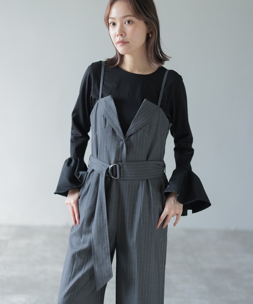 HERENCIA(ヘレンチア)の「ベルト付 ジャケットラペル サロペット(サロペット/オーバーオール・レディース・ベージュ系/グレー系その他/ブラック/ブラック系その他・FREE)」の22枚目の写真