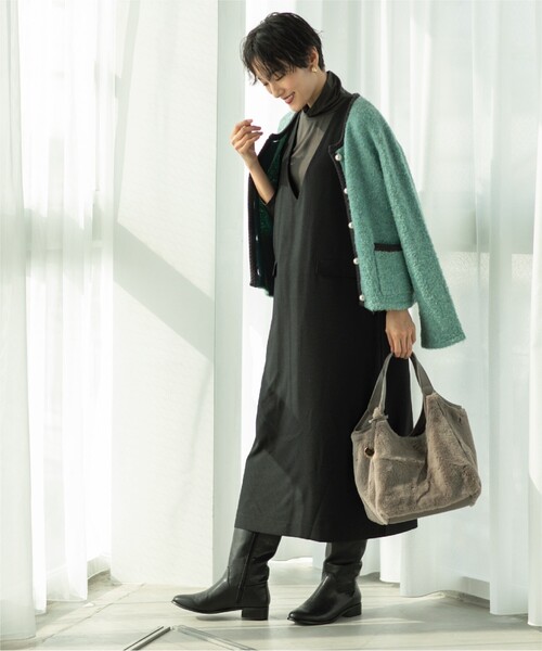 OPAQUE.CLIP(オペークドットクリップ)の「◆【フェイクファー/キルティング】くり手ミドルトートバッグ(トートバッグ・レディース・グレー/ベージュ系その他2/ブラック/チャコール/グリーン系その他3/ベージュ・00)」の18枚目の写真