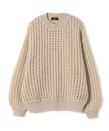 メッシュトップス」に該当するレディースのニット/セーター（ベージュ