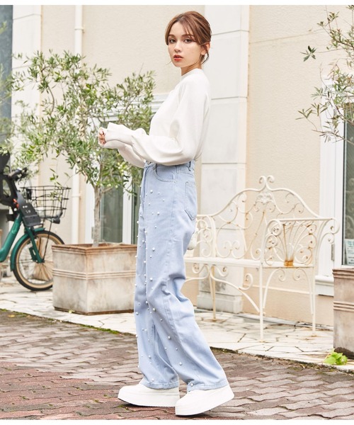 CHILLE（チル）の「パール　デニムストレートパンツ（デニムパンツ・レディース・ブルー・S/M）」の10枚目の写真