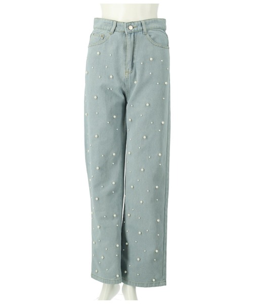 CHILLE（チル）の「パール　デニムストレートパンツ（デニムパンツ・レディース・ブルー・S/M）」の11枚目の写真