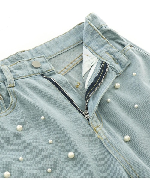 CHILLE（チル）の「パール　デニムストレートパンツ（デニムパンツ・レディース・ブルー・S/M）」の13枚目の写真