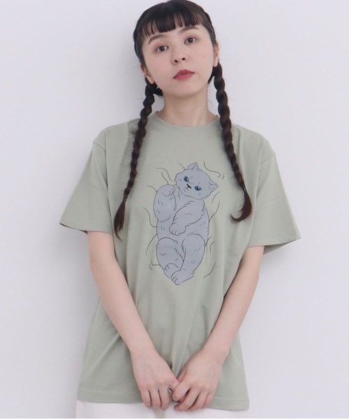didizizi(ディディジジ)の「子猫プリントTシャツ(Tシャツ/カットソー・レディース・イエロー/ベージュ/グリーン・FREE)」の3枚目の写真