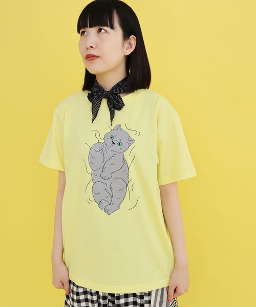 didizizi(ディディジジ)の「子猫プリントTシャツ(Tシャツ/カットソー・レディース・イエロー/ベージュ/グリーン・FREE)」の10枚目の写真