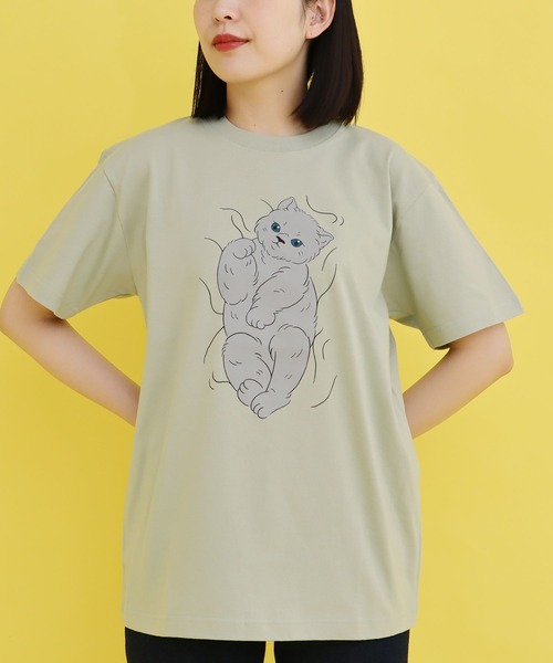 didizizi(ディディジジ)の「子猫プリントTシャツ(Tシャツ/カットソー・レディース・イエロー/ベージュ/グリーン・FREE)」の4枚目の写真