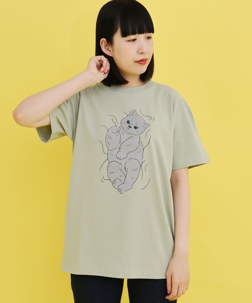 didizizi(ディディジジ)の「子猫プリントTシャツ(Tシャツ/カットソー・レディース・イエロー/ベージュ/グリーン・FREE)」の5枚目の写真