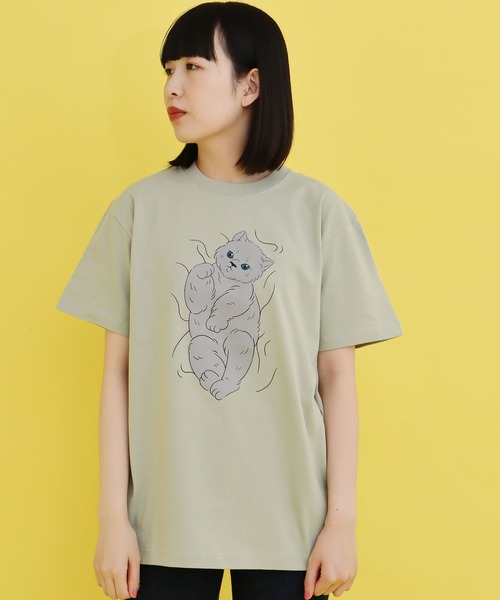 didizizi(ディディジジ)の「子猫プリントTシャツ(Tシャツ/カットソー・レディース・イエロー/ベージュ/グリーン・FREE)」の6枚目の写真
