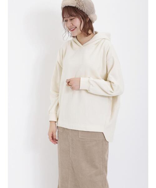 Samansa Mos2(サマンサ モスモス)の「裏起毛コクーンパーカー(Tシャツ/カットソー・レディース・チャコールグレー/グレー/キナリ・F)」の2枚目の写真