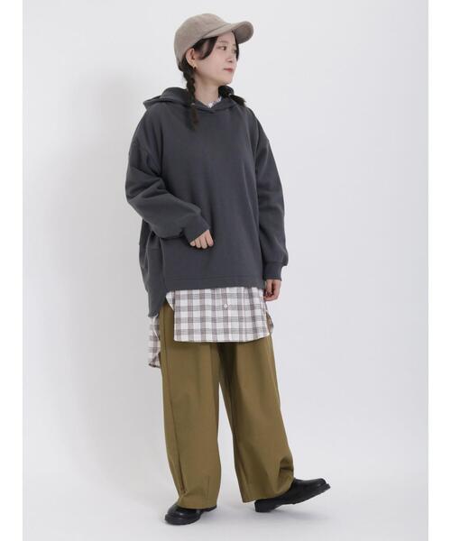 Samansa Mos2(サマンサ モスモス)の「裏起毛コクーンパーカー(Tシャツ/カットソー・レディース・チャコールグレー/グレー/キナリ・F)」の15枚目の写真