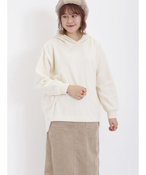 Samansa Mos2(サマンサ モスモス)の「裏起毛コクーンパーカー(Tシャツ/カットソー・レディース・チャコールグレー/グレー/キナリ・F)」の19枚目の写真