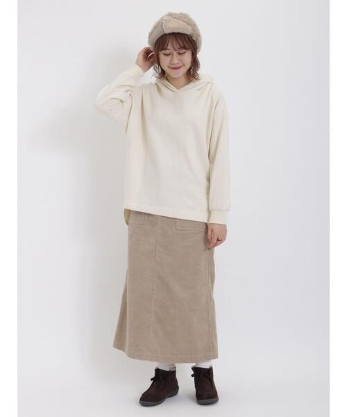 Samansa Mos2(サマンサ モスモス)の「裏起毛コクーンパーカー(Tシャツ/カットソー・レディース・チャコールグレー/グレー/キナリ・F)」の7枚目の写真