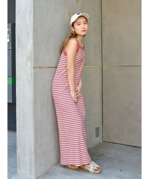 Ungrid（アングリッド）の「【WEB限定】レイヤードテレコキャミワンピース（ワンピース・レディース・グリーン/ブルー/ブラック/レッド・FREE）」の8枚目の写真