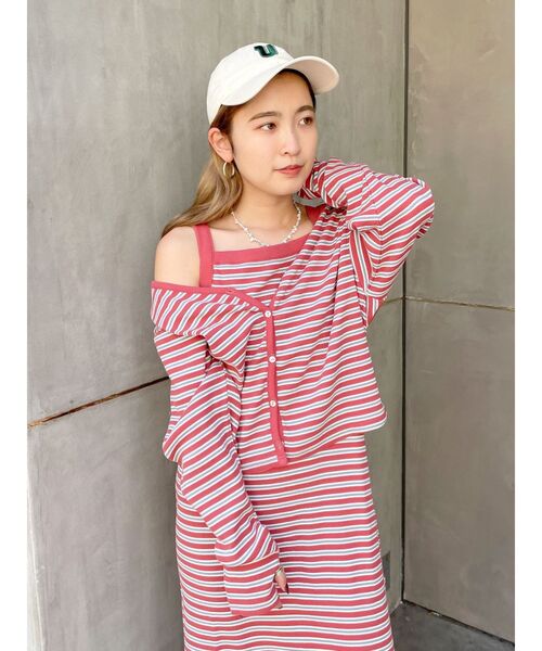 Ungrid（アングリッド）の「【WEB限定】レイヤードテレコキャミワンピース（ワンピース・レディース・グリーン/ブルー/ブラック/レッド・FREE）」の10枚目の写真