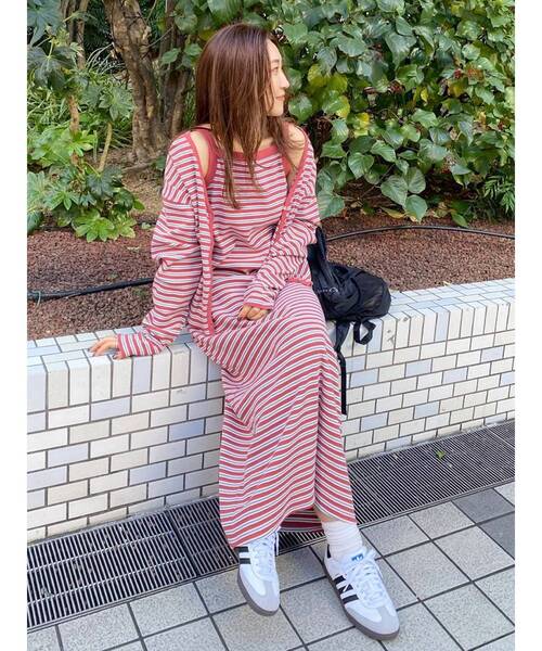 Ungrid（アングリッド）の「【WEB限定】レイヤードテレコキャミワンピース（ワンピース・レディース・グリーン/ブルー/ブラック/レッド・FREE）」の11枚目の写真