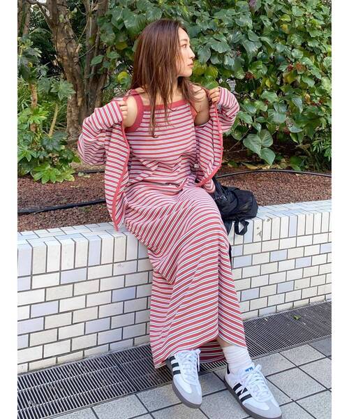 Ungrid（アングリッド）の「【WEB限定】レイヤードテレコキャミワンピース（ワンピース・レディース・グリーン/ブルー/ブラック/レッド・FREE）」の13枚目の写真