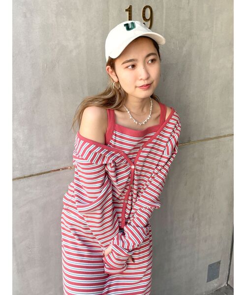 Ungrid（アングリッド）の「【WEB限定】レイヤードテレコキャミワンピース（ワンピース・レディース・グリーン/ブルー/ブラック/レッド・FREE）」の15枚目の写真