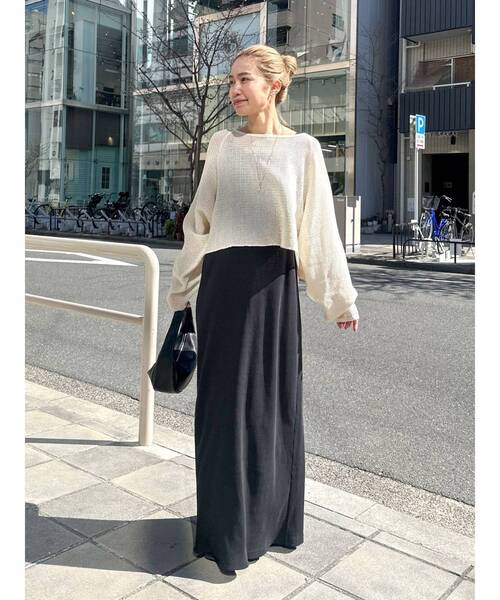 Ungrid（アングリッド）の「【WEB限定】レイヤードテレコキャミワンピース（ワンピース・レディース・グリーン/ブルー/ブラック/レッド・FREE）」の19枚目の写真