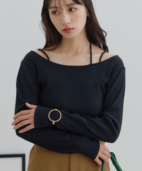 VIS(ビス)の「【2WAY】アシメストラップカットソー(Tシャツ/カットソー・レディース・キナリ/ブラック・FREE)」の7枚目の写真