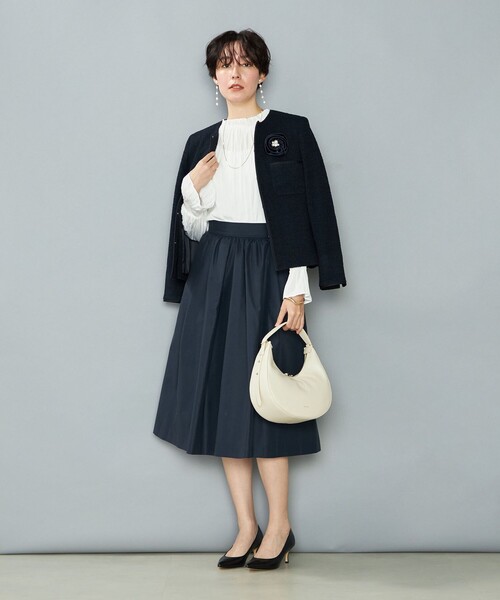 NOLLEY’S（ノーリーズ）の「ウォッシャブルエクセルタフタギャザースカート（スカート・レディース・ネイビー/ベージュ/ブラック・34/36/38）」の7枚目の写真