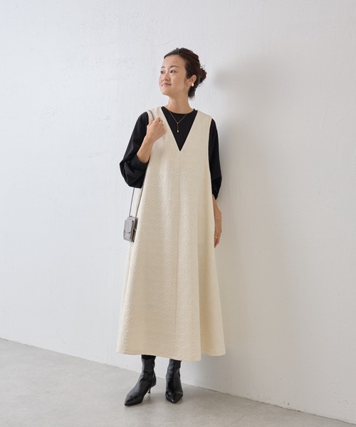 BEADSLEY コットン シルク レイヤード ワンピース yuni ワンピース コットンシルク プロダクトダイ レイヤード