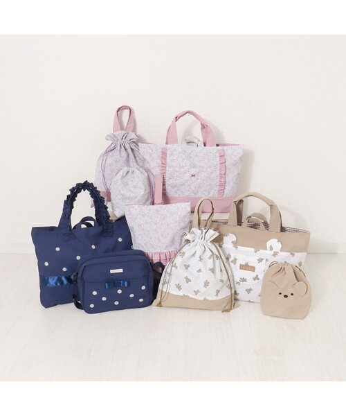 apres les cours（アプレレクール）の「3柄 レッスントート（トートバッグ・キッズ・ネイビー/ベージュ/ピンク・FREE）」の8枚目の写真