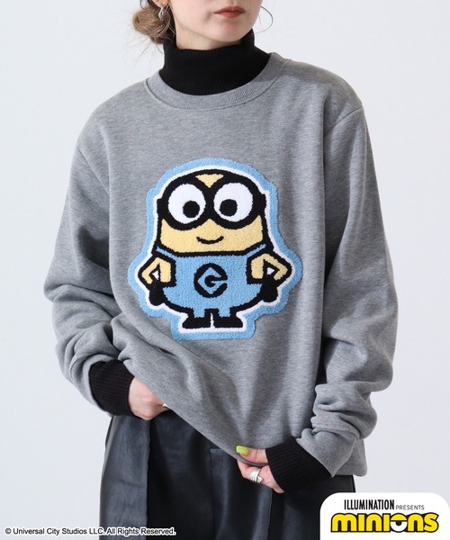 MINIONS（ミニオンズ）の「Minions ミニオンズ/裏起毛 スウェット トレーナー（スウェット・レディース・杢グレー/ネイビー・L/LL/M）」の12枚目の写真