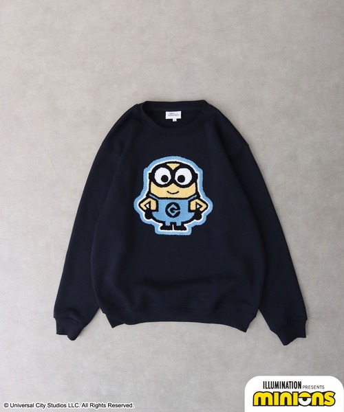 MINIONS（ミニオンズ）の「Minions ミニオンズ/裏起毛 スウェット トレーナー（スウェット・レディース・杢グレー/ネイビー・L/LL/M）」の3枚目の写真