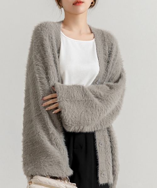 DAY CLOSET（デイ クローゼット）の「レディース フワフワボリュームシャギーニットカーディガン（カーディガン/ボレロ・レディース・チャコールグレー/グレー/アイボリー・FREE）」の21枚目の写真