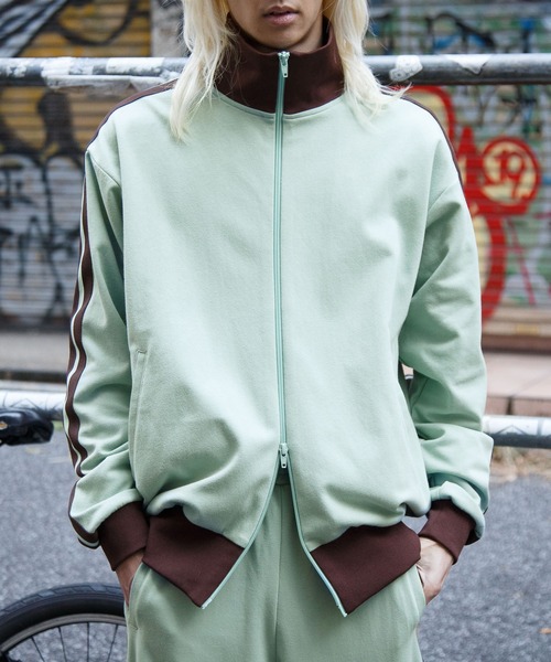 3.3 Field Trip （3.3フィールドトリップ）の「3.3 Field Trip／stripeジャージ 2996294（パーカー・メンズ・アイボリー/ダークブラウン/ライトグリーン・FREE）」の3枚目の写真