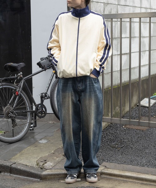 3.3 Field Trip （3.3フィールドトリップ）の「3.3 Field Trip／stripeジャージ 2996294（パーカー・メンズ・アイボリー/ダークブラウン/ライトグリーン・FREE）」の4枚目の写真