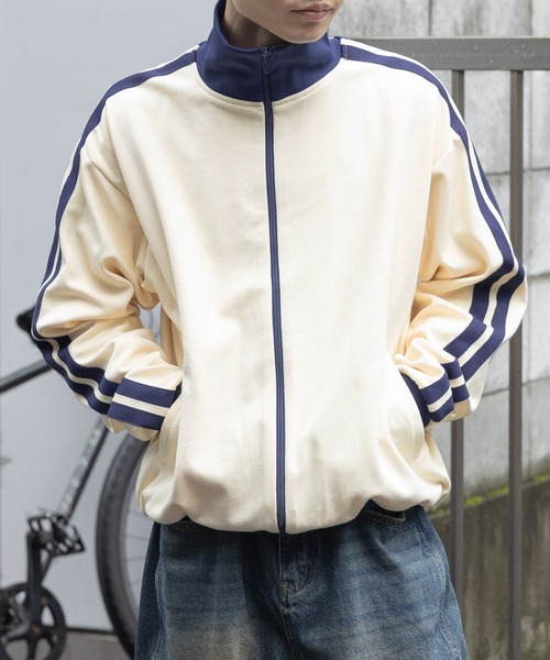 3.3 Field Trip （3.3フィールドトリップ）の「3.3 Field Trip／stripeジャージ 2996294（パーカー・メンズ・アイボリー/ダークブラウン/ライトグリーン・FREE）」の6枚目の写真