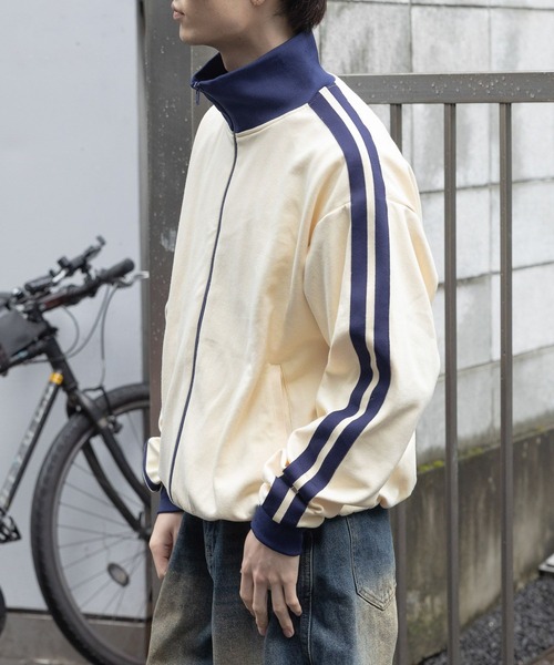 3.3 Field Trip （3.3フィールドトリップ）の「3.3 Field Trip／stripeジャージ 2996294（パーカー・メンズ・アイボリー/ダークブラウン/ライトグリーン・FREE）」の7枚目の写真